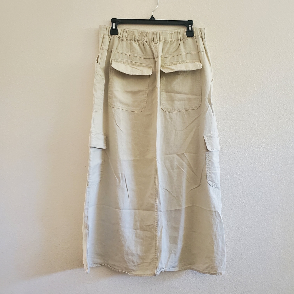 Max Studio Neutral Beige Cargo Maxi Skirt Size L - Picture 3 of 9